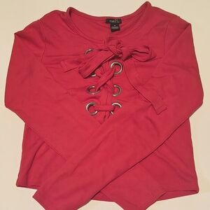 Rue21 Kids Bright Red Lace-Up Long Sleeve Tee